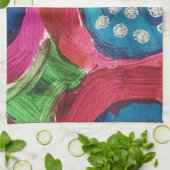 Blauwe magenta Abstracte keukenhanddoeken (Gevouwen)