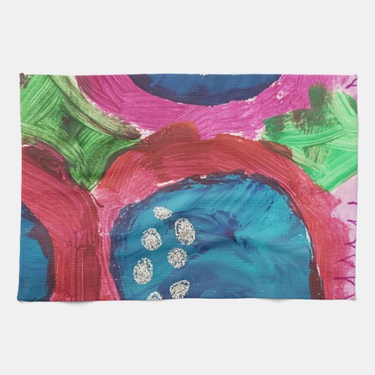 Blauwe magenta Abstracte keukenhanddoeken (Horizontaal)