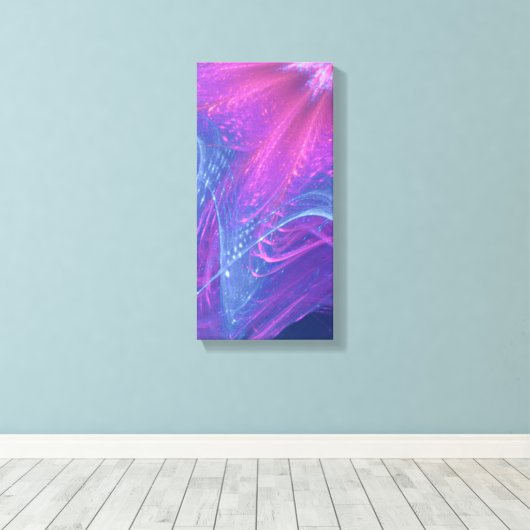 Blauwe magenta asymmetrisch fractaal canvas afdruk (Insitu (Houten vloer))