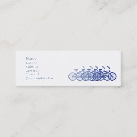Blauwe Magere Fiets - Mini Visitekaartje (Voorkant)