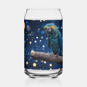 Blauwe Majesteit: de blauwe ara op dromerige blauw Blikvorm Glas