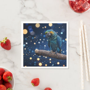 Blauwe Majesteit: de blauwe ara op dromerige blauw Servet