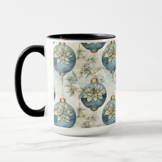 Blauwe Majesteit Elegant Blauw Goud Kerstmispracht Mok