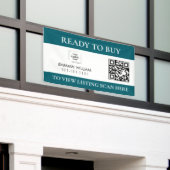 Blauwe Makelaar QR-code Vastgoed Verkoop Banner (Buitenkant Gebouw)