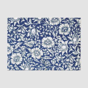 Blauwe Mallow, Navy en White Floral Pattern Tissuepapier