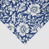 Blauwe Mallow, Navy en White Floral Pattern Tissuepapier (Detail)