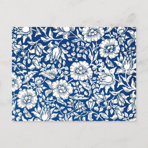 Blauwe Mallow, vintage patroon, Briefkaart