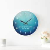  blauwe Mandala Abstracte bruiloft Grote Klok (Huis)