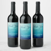 blauwe Mandala Abstracte bruiloft Wijn Etiket (Flessen)