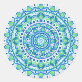 Blauwe Mandala Boho Spirituele Geometrische Esthet Ronde Sticker