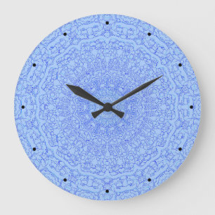 Blauwe mandala grote klok