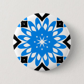 Blauwe mandala kunst bloem knop ronde button 5,7 cm