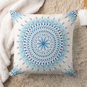 Blauwe mandala kussen