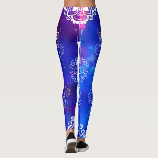 Blauwe Mandala-Leggings Leggings (Achterkant)