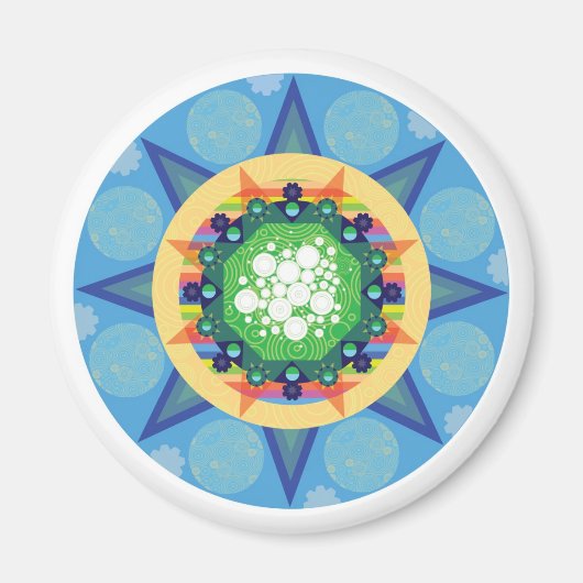 Blauwe mandala magneet (Voorkant)