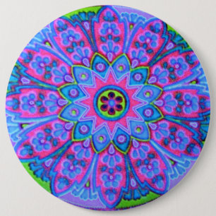 Blauwe Mandala Mode Button Jewelry Broach Pin