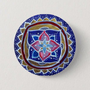 Blauwe Mandala standaard, 5,7 cm (2,25 inch) ronde Ronde Button 5,7 Cm