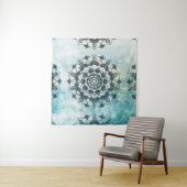 Blauwe Mandala Wall Art Wandkleed (In situ)