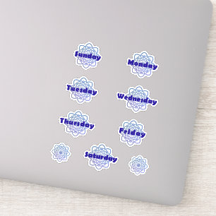 Blauwe Mandalas Dagen van de Week Planner Vet Sticker