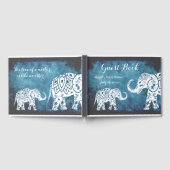 Blauwe mandala's op het Baby shower van de witte o Gastenboek (Volledig)