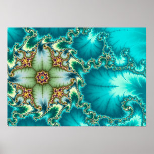Blauwe Mandelbrot Fractal Poster