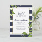 Blauwe marathons Botanische Bling Bridal Brunch Kaart (Staand voorkant)