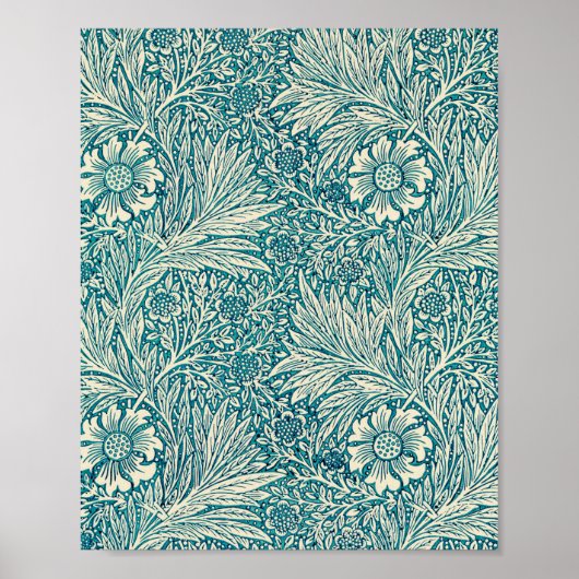 Blauwe marigold afbeelding door William Morris Poster (Voorkant)