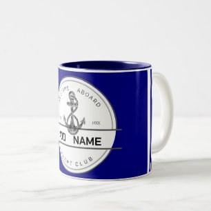 Blauwe marina van de sportboot met een Nautical An Tweekleurige Koffiemok