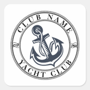 Blauwe marina van de sportboot met een Nautical An Vierkante Sticker