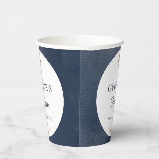 Blauwe Marine Doop Religieus evenement Papieren be Papieren Bekers (Rechts)