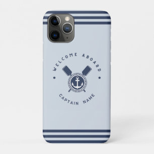Blauwe Marine Nautical Anker jacht club boot team  iPhone 11 Pro Hoesje