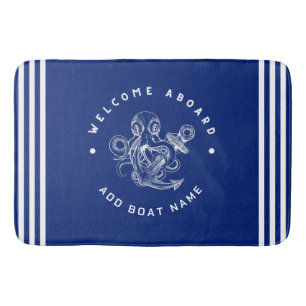 Blauwe Marine Nautical Anker Yacht Club retro octo Badmat