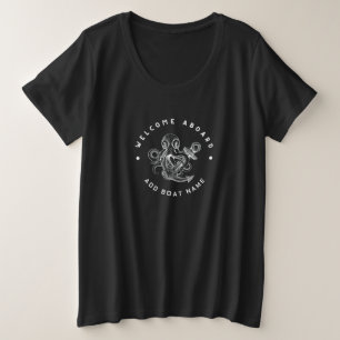Blauwe Marine Nautical Anker Yacht Club retro octo Grote Maat T-shirt