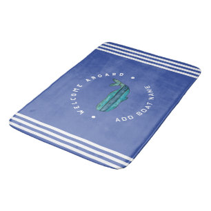 Blauwe Marine Nautical Anker Yacht Club zeilwalvis Badmat