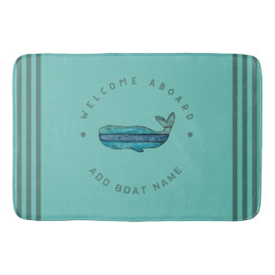 Blauwe Marine Nautical Anker Yacht Club zeilwalvis Badmat