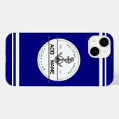 Blauwe marine Nautisch Anker jachtclub boot jachth Case-Mate iPhone Case (Achterkant (horizontaal))