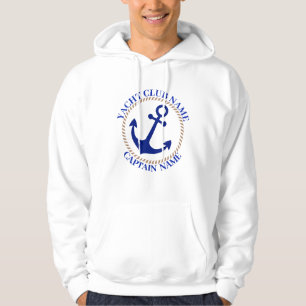 Blauwe marine Nautisch Anker jachtclub boot jachth Hoodie