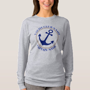 Blauwe marine Nautisch Anker jachtclub boot jachth T-shirt