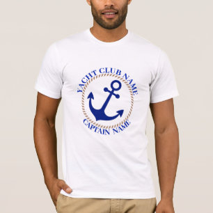 Blauwe marine Nautisch Anker jachtclub boot jachth T-shirt