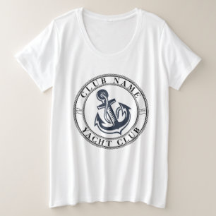 Blauwe Marine Nautische Anker jacht club boot jach Grote Maat T-shirt