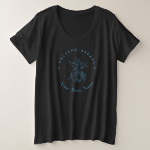 Blauwe Marine Nautische Anker jacht club boot jach Grote Maat T-shirt