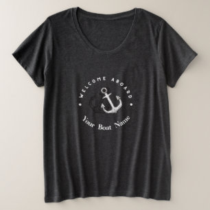 Blauwe Marine Nautische Anker jacht club boot jach Grote Maat T-shirt