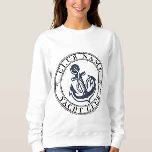 Blauwe Marine Nautische Anker jacht club boot jach Trui