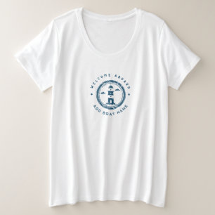 Blauwe Marine Nautische Anker jacht club boot Retr Grote Maat T-shirt