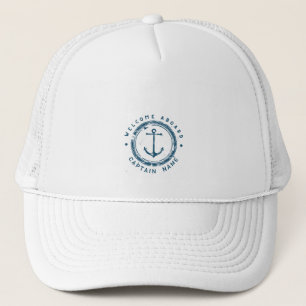 Blauwe Marine Nautische Anker jacht club boot Retr Trucker Pet