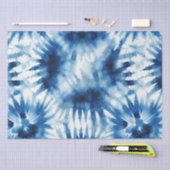 Blauwe Marine Witte Streep Tie Dye Tissuepapier (Craft)