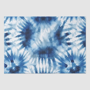 Blauwe Marine Witte Streep Tie Dye Tissuepapier