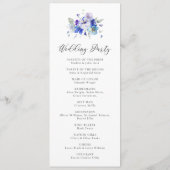 Blauwe marinelavendel Lila bloemenrustieke bruilof Programma (Achterkant)