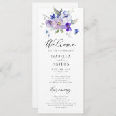 Blauwe marinelavendel Lila bloemenrustieke bruilof Programma (Voorkant / Achterkant)