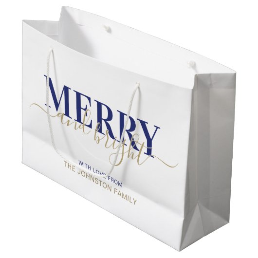 Blauwe marinepografie, vrolijk kerstfeest  groot cadeauzakje (Voorkant Gekanteld)